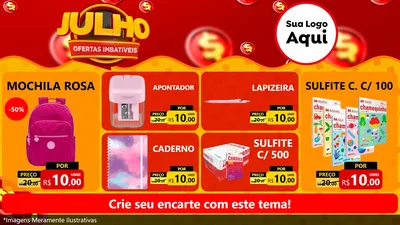 Modelo de TV para TV Horizontal com o tema Julho Ofertas Imbatíveis para Papelaria