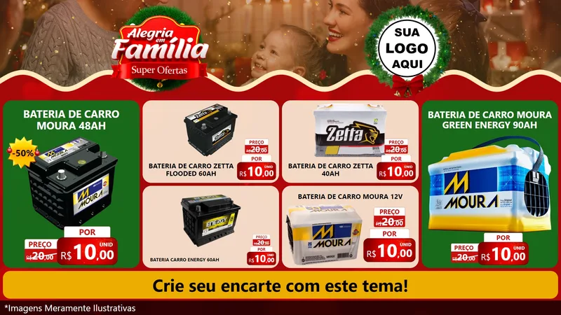Modelo de TV para TV Horizontal com o tema Alegria Em Família - Super Ofertas para Baterias Elétricas