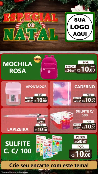 Modelo de TV para TV Vertical com o tema Especial de Natal para Papelaria