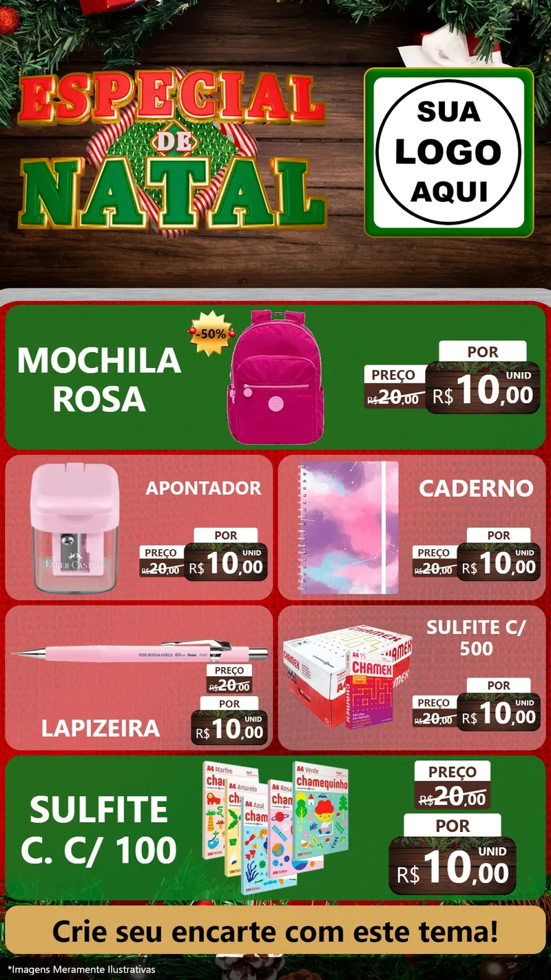 Modelo de TV para TV Vertical com o tema Especial de Natal para Papelaria