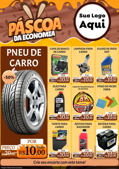 Modelo de Encarte para Encarte A4 Vertical com o tema Páscoa da Economia para Auto peças