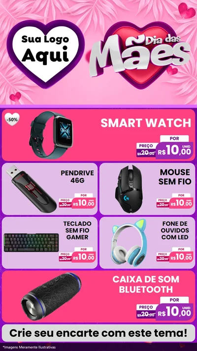 Modelo de TV para TV Vertical com o tema Dia das Mães para Informática