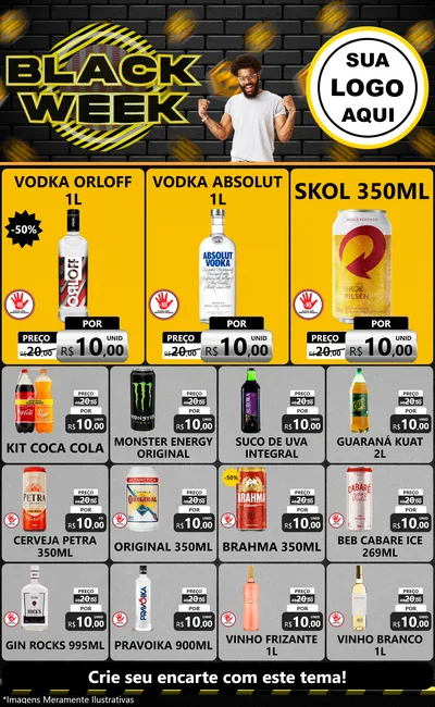 Modelo de Encarte para Encarte Grande com o tema Black Week para Distribuidora de bebidas