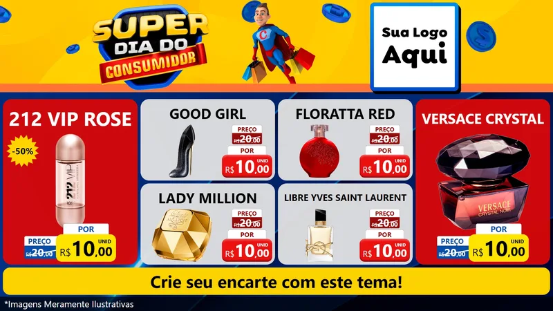 Modelo de TV para TV Horizontal com o tema Super Dia do Consumidor para Perfumes
