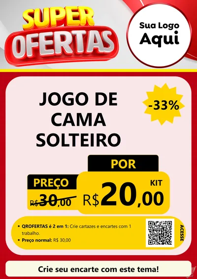 Modelo de Cartaz para Cartaz A4 Vertical com o tema Super Ofertas para Cama, Mesa e Banho