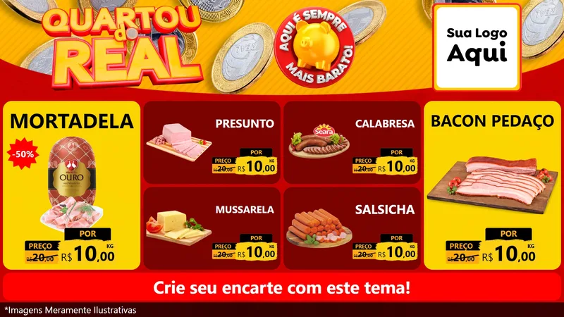 Modelo de TV para TV Horizontal com o tema Quartou do Real para Frios e Laticínios