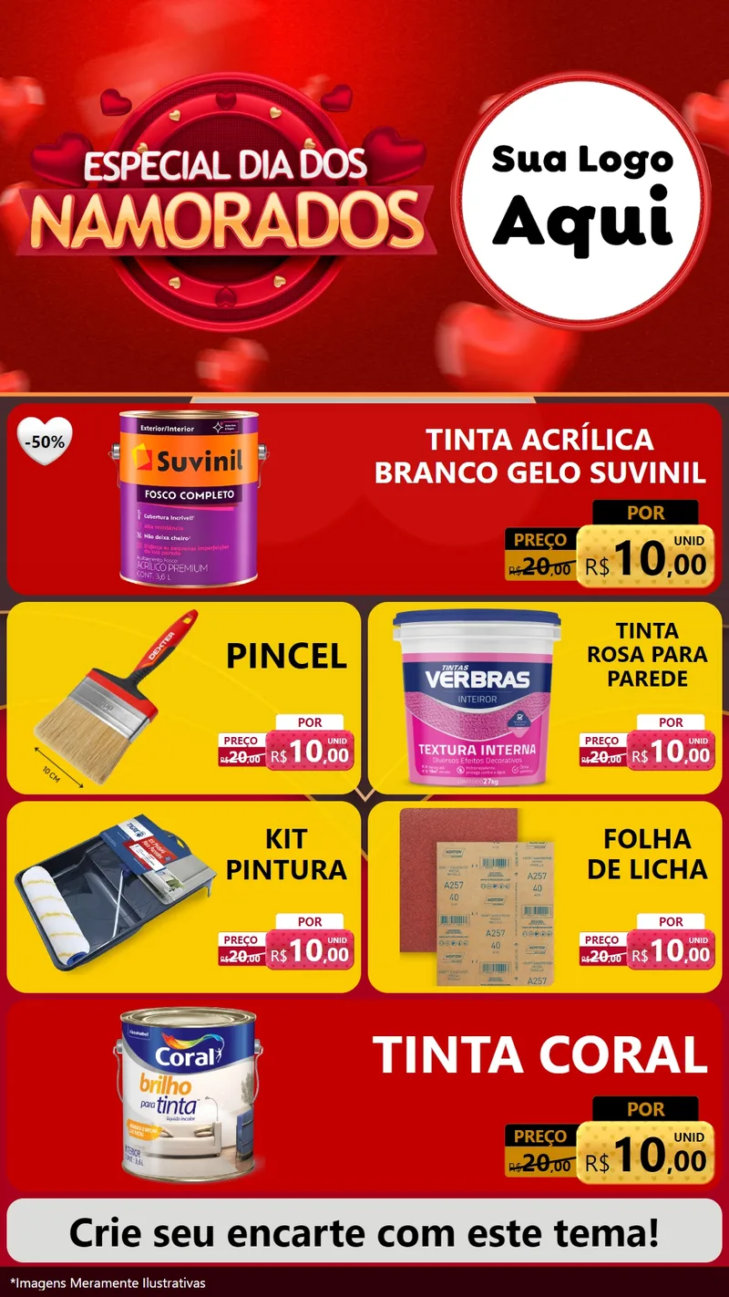 Modelo de TV para TV Vertical com o tema Especial Dia Dos Namorados para Tintas e Ferramentas