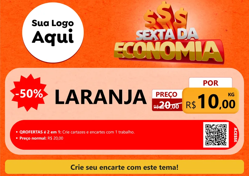 Modelo de Cartaz para Cartaz A4 Horizontal com o tema Sexta da Economia para Hortifrúti