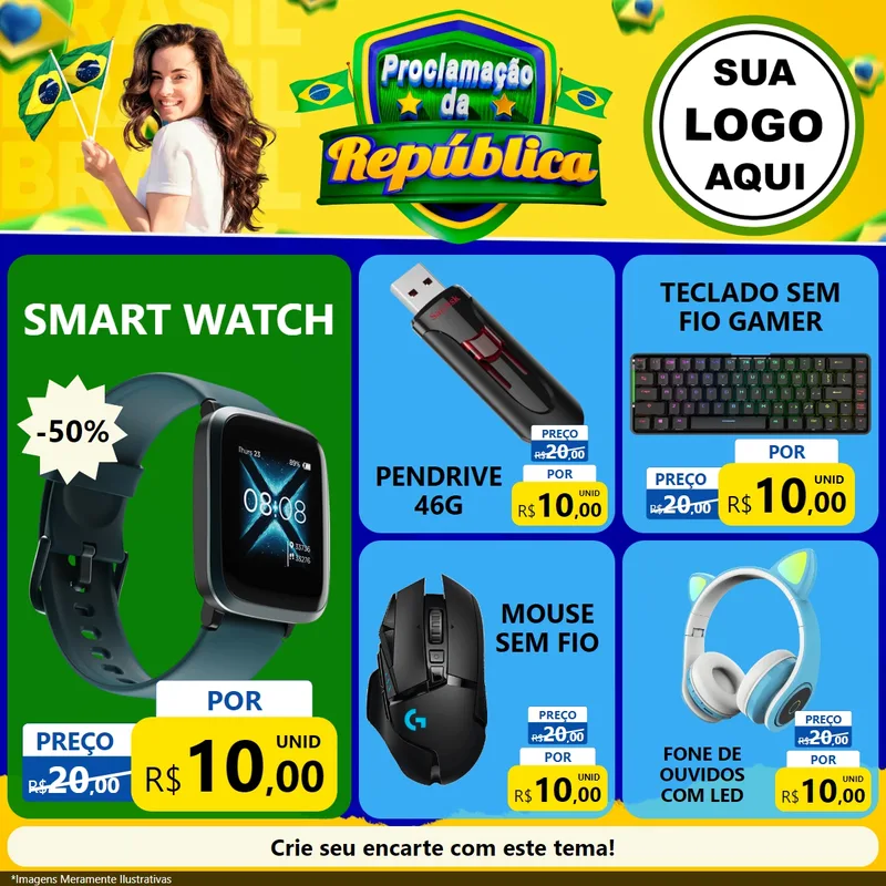 Modelo de Rede Social para Feed Facebook com o tema Proclamação da República para Informática