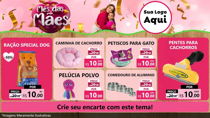 Modelo de TV para TV Horizontal com o tema Mês das Mães para Pet Shop