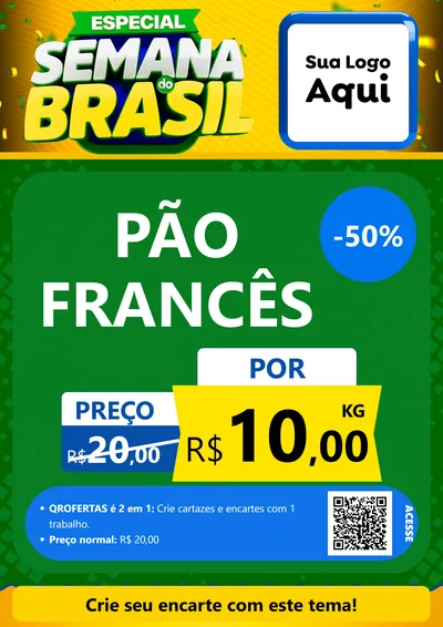 Modelo de Cartaz para Cartaz A4 Vertical com o tema Especial Semana do Brasil para Padaria