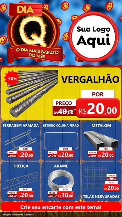 Modelo de Rede Social para Stories com o tema Dia Q - O Dia Mais Barato Do Mês para Ferragens