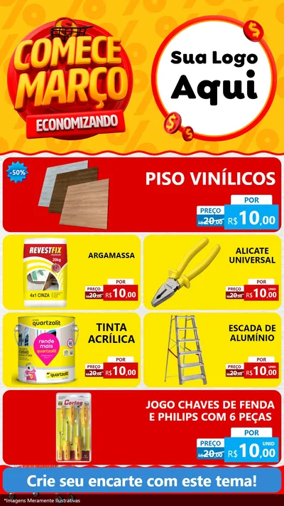 Modelo de TV para TV Vertical com o tema Comece Março Economizando para Material para Construção