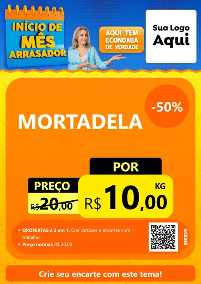 Modelo de Cartaz para Cartaz A4 Vertical com o tema Início de Mês Arrasador para Frios e Laticínios