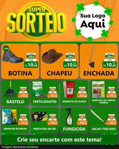 Modelo de Rede Social para Feed Instagram com o tema Super Sorteio para Agropecuária
