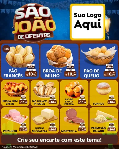 Modelo de Rede Social para Feed Instagram com o tema São João Ofertas Imbatíveis! - Junina para Padaria