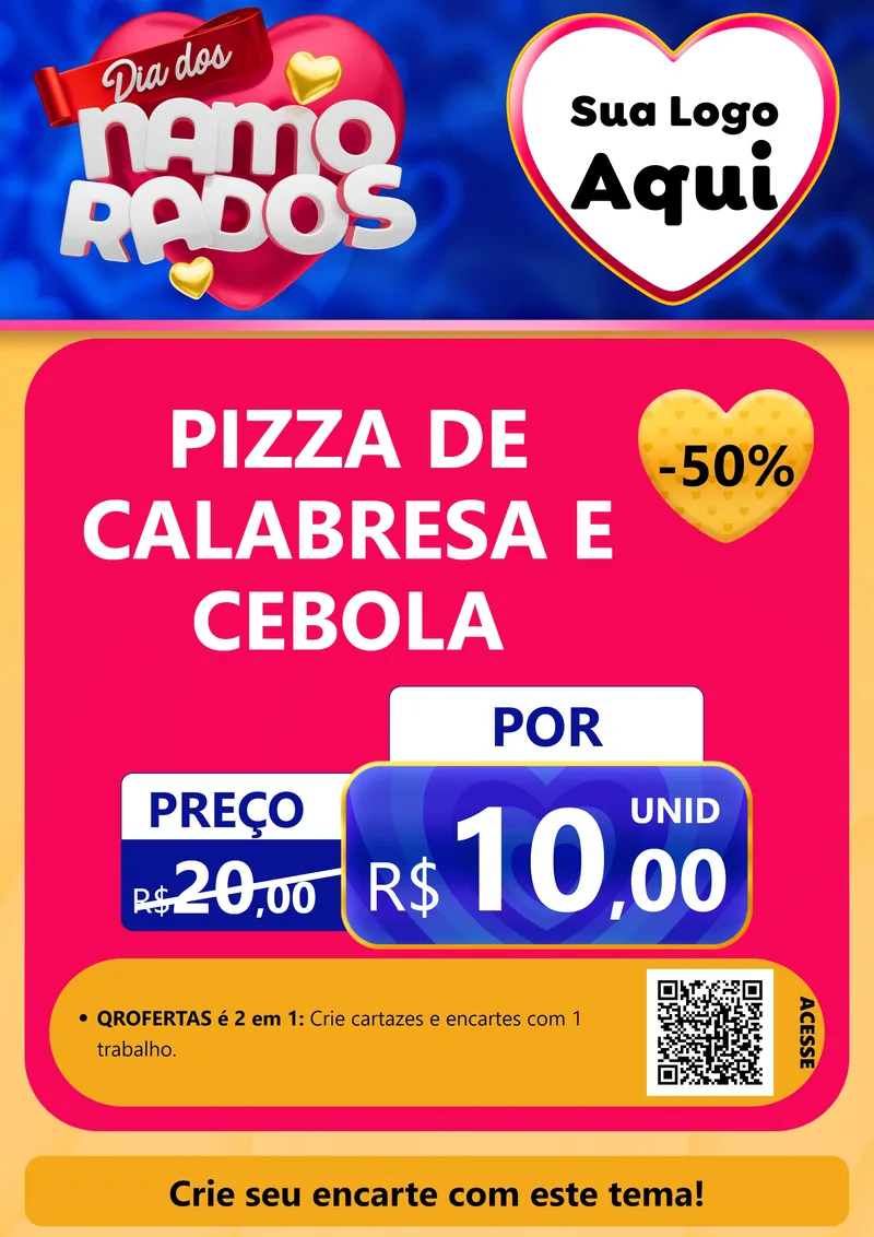 Modelo de Cartaz para Cartaz A4 Vertical com o tema Dia dos namorados para Pizzaria