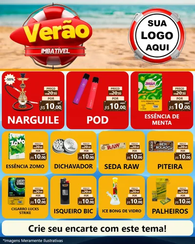 Modelo de Rede Social para Feed Instagram com o tema Verão Imbatível para Tabacaria