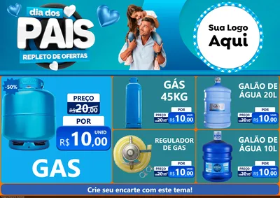 Modelo de Encarte para Encarte A4 Horizontal com o tema Dia Dos Pais Repleto de Ofertas para Água e gás
