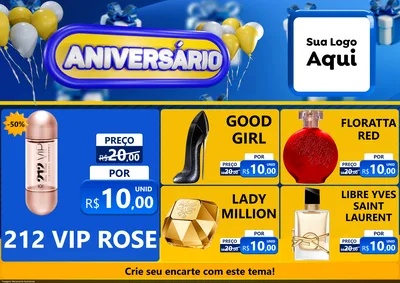 Modelo de Encarte para Encarte A4 Horizontal com o tema Aniversário para Perfumes