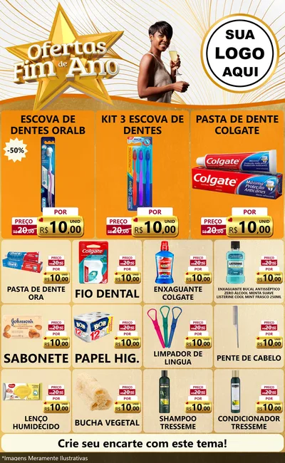 Modelo de Encarte para Encarte Grande com o tema Ofertas Fim de Ano para Higiene Pessoal