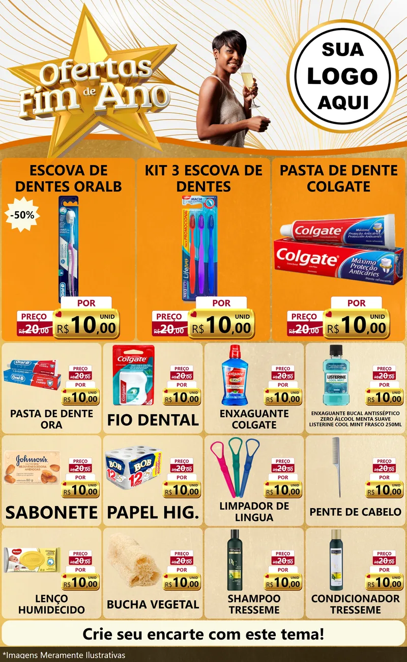 Modelo de Encarte para Encarte Grande com o tema Ofertas Fim de Ano para Higiene Pessoal