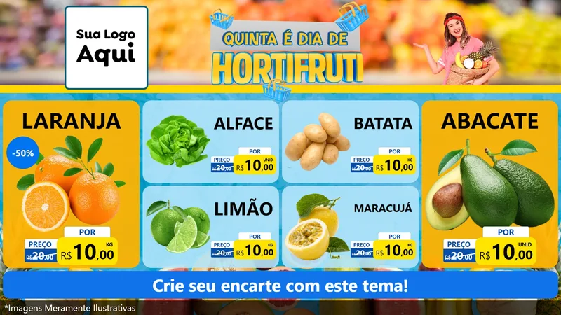 Modelo de TV para TV Horizontal com o tema Quinta É Dia de Hortifruti para Hortifrúti