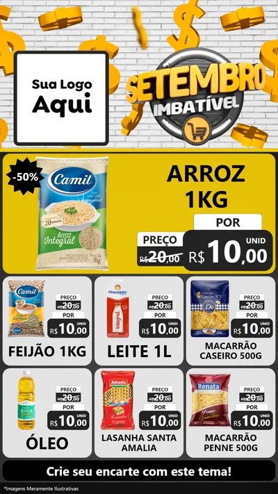 Modelo de Rede Social para Stories com o tema Setembro Imbatível para Supermercado