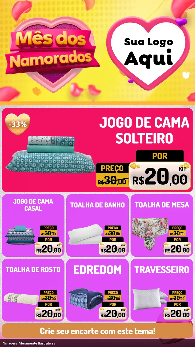Modelo de Rede Social para Stories com o tema Mês dos Namorados para Cama, Mesa e Banho