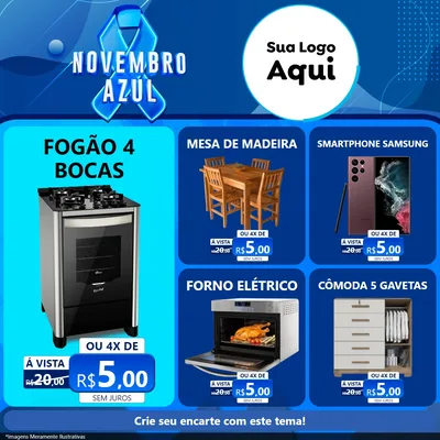 Modelo de Rede Social para Feed Facebook com o tema Novembro Azul para Móveis e Eletro