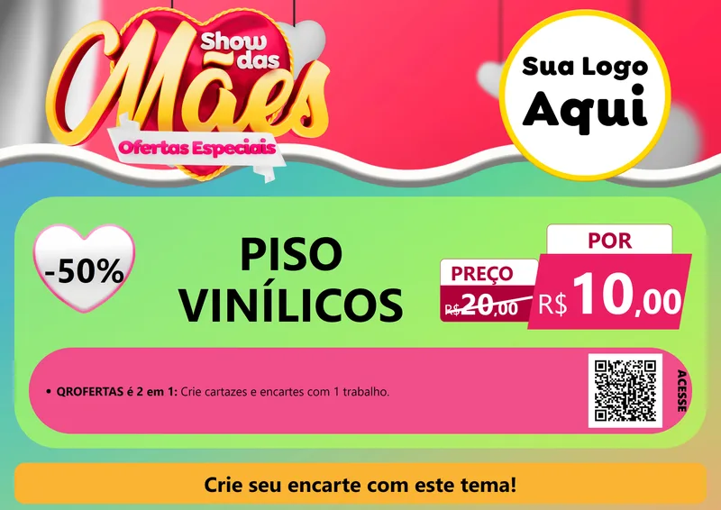 Modelo de Cartaz para Cartaz A4 Horizontal com o tema Show das Mães - Ofertas Especiais para Material para Construção