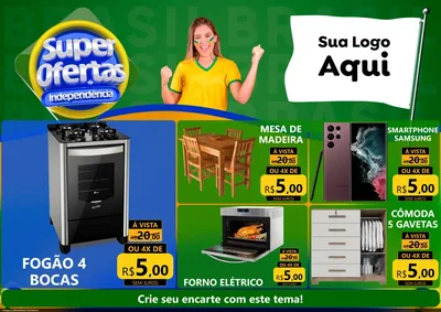 Modelo de Encarte para Encarte A4 Horizontal com o tema Super Ofertas de Independência para Móveis e Eletro