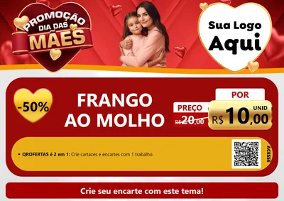 Modelo de Cartaz para Cartaz A4 Horizontal com o tema Promoção Dia das Mães para Restaurante