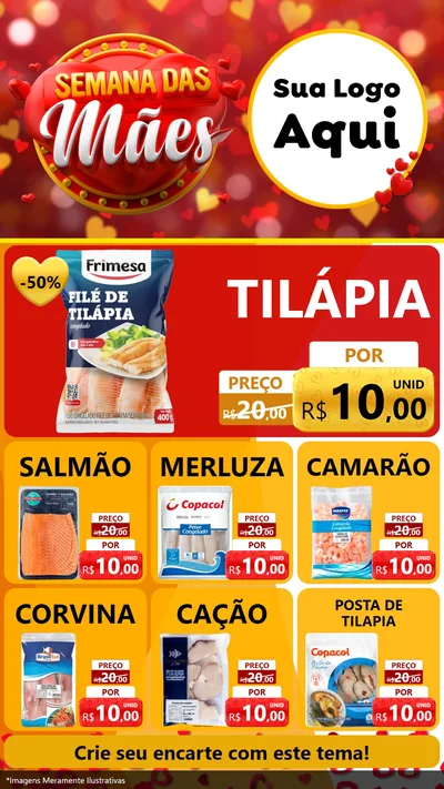 Modelo de Rede Social para Stories com o tema Semana das Mães para Peixaria