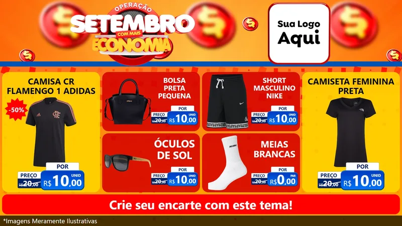 Modelo de TV para TV Horizontal com o tema Operação Setembro Com Muita Economia para Roupas e acessórios