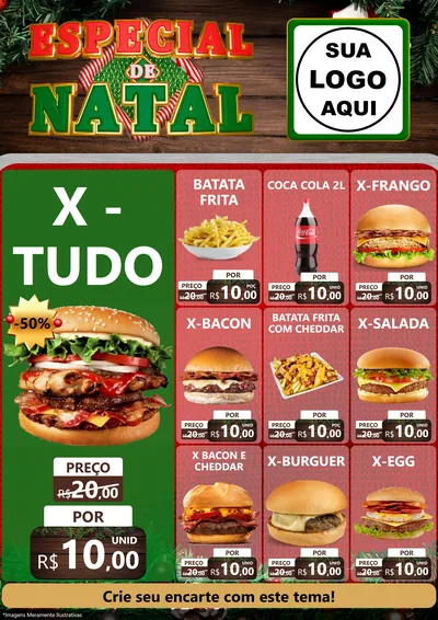Modelo de Encarte para Encarte A4 Vertical com o tema Especial de Natal para Hamburgueria
