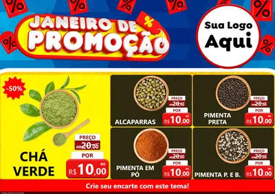 Modelo de Encarte para Encarte A4 Horizontal com o tema Janeiro de Promoção para Produtos Naturais