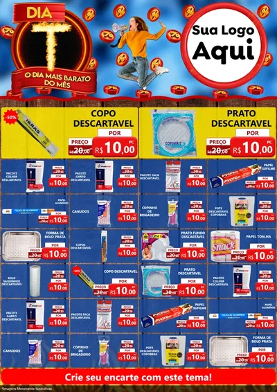 Modelo de Encarte para Encarte A4 Vertical com o tema Dia T - O Dia Mais Barato Do Mês para Embalagens