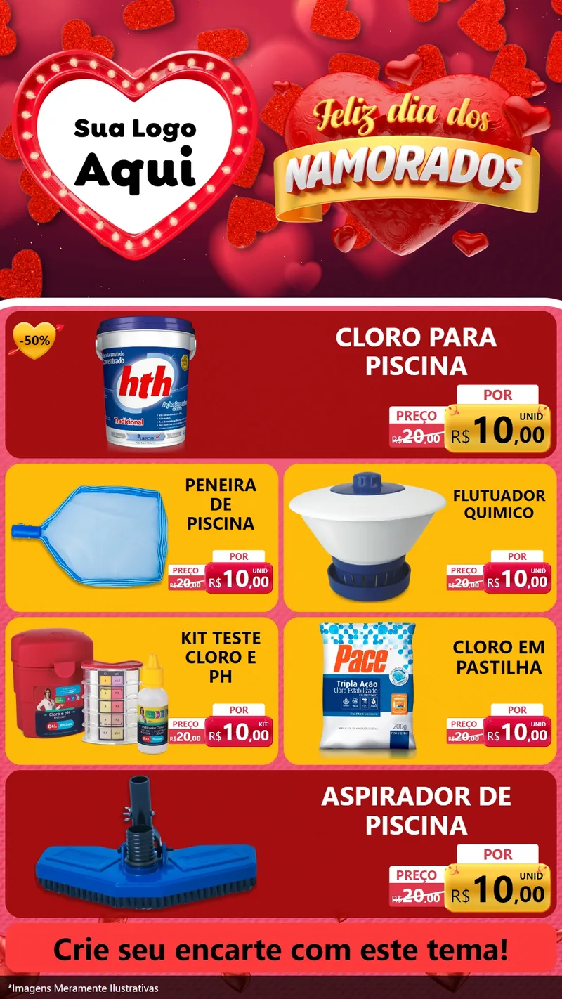 Modelo de TV para TV Vertical com o tema Feliz Dia Dos Namorados para Produtos para Piscina