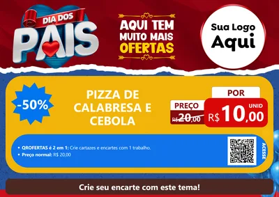 Modelo de Cartaz para Cartaz A4 Horizontal com o tema Dia dos Pais para Pizzaria