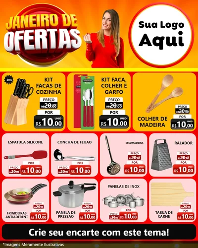 Modelo de Rede Social para Feed Instagram com o tema Janeiro de Ofertas para Utilidades Domésticas