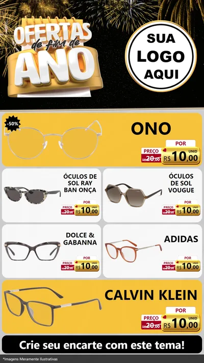 Modelo de TV para TV Vertical com o tema Ofertas de Fim de Ano para Óticas