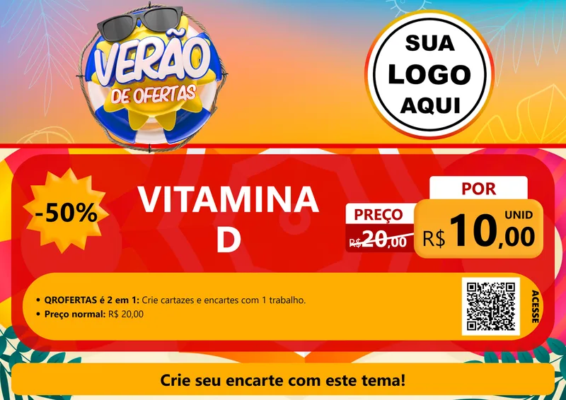 Modelo de Cartaz para Cartaz A4 Horizontal com o tema Verão de Ofertas para Farmácia