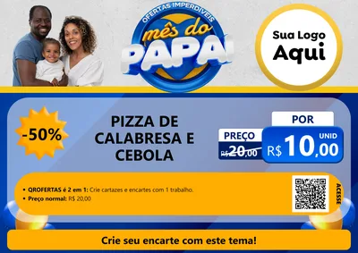 Modelo de Cartaz para Cartaz A4 Horizontal com o tema Ofertas Imperdíveis Mês Do Papai para Pizzaria