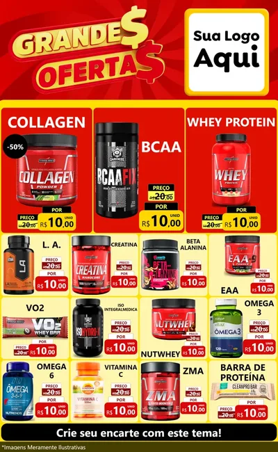 Modelo de Encarte para Encarte Grande com o tema Grandes Ofertas para Suplementos alimentares