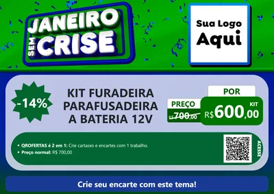 Modelo de Cartaz para Cartaz A4 Horizontal com o tema Janeiro Sem Crise para Maquinas e Ferramentas