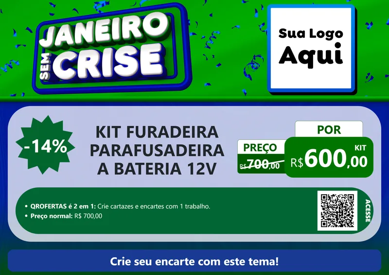 Modelo de Cartaz para Cartaz A4 Horizontal com o tema Janeiro Sem Crise para Maquinas e Ferramentas