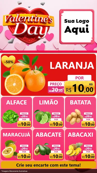 Modelo de Rede Social para Stories com o tema Valentine's Day para Hortifrúti