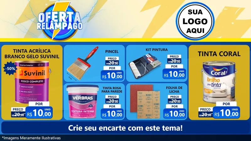 Modelo de TV para TV Horizontal com o tema Oferta Relâmpago para Tintas e Ferramentas