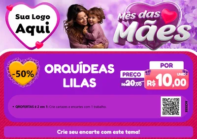 Modelo de Cartaz para Cartaz A4 Horizontal com o tema Mês das Mães para Floricultura e jardim